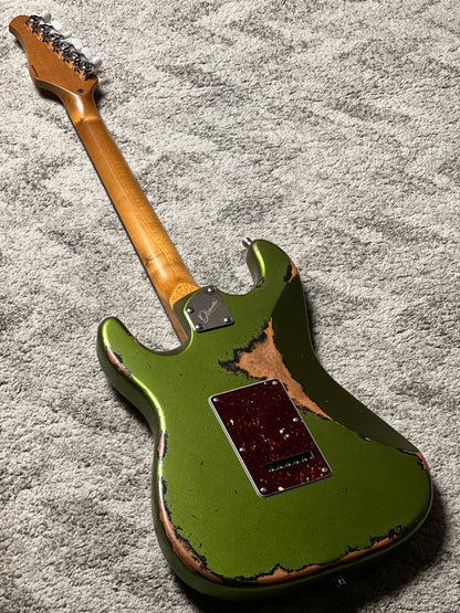 Dhatarattha Classic DST HSS in Godwood Green Over Sunburst with Rosewood FB and Vines Artwork Inlay