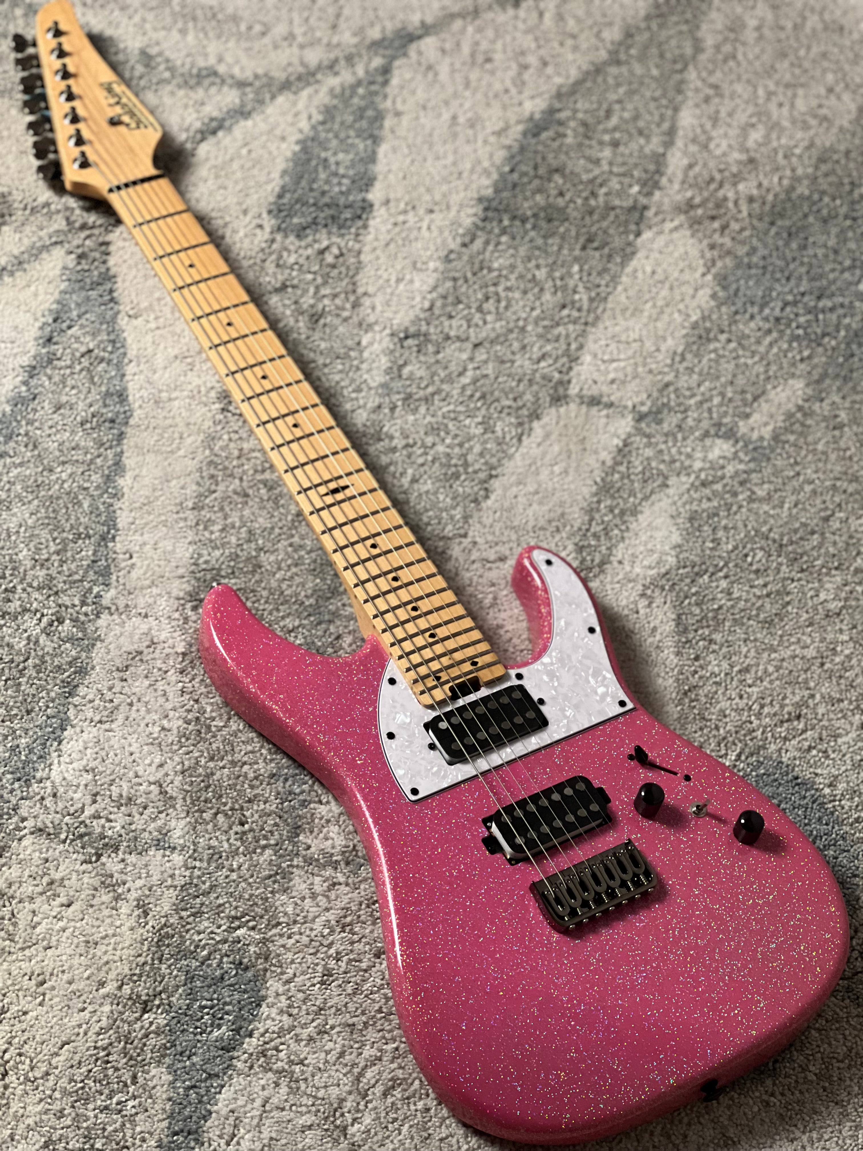 Soloking MS-7 in Pink Sparkle Mortis Tribute with Maple FB