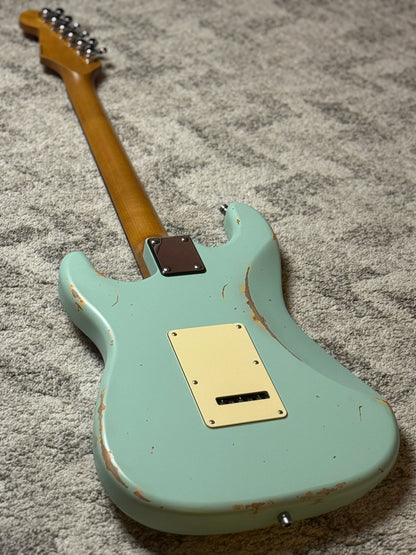 Dhatarattha Classic DST HSS in Surf Green over Purple Paisley with Rosewood FB and Nitrocellulose Lacquer Relic