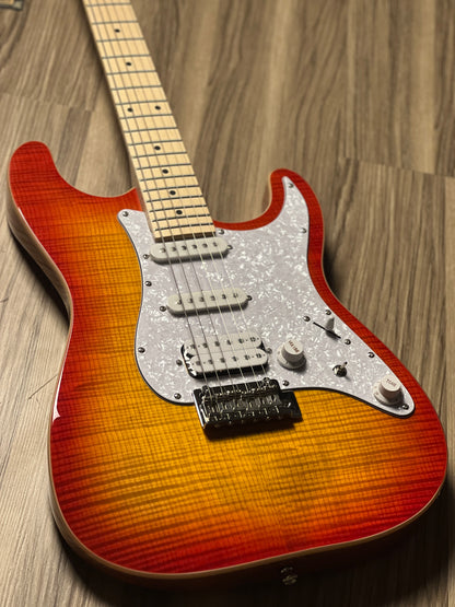 SQOE SEIB680 HSS with Flame Maple Top in Cherry Sunburst