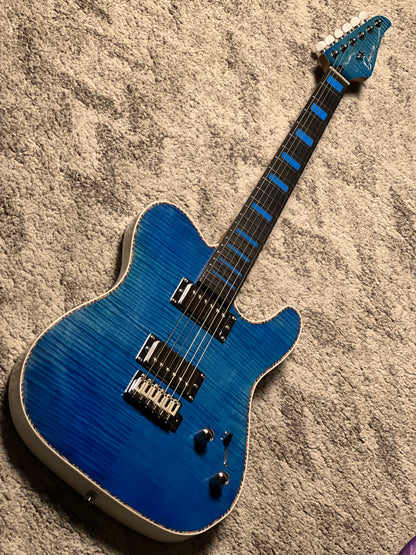 Dhatarattha Custom DTL HH Flame in Atlantic Ocean Blue with Rosewood FB