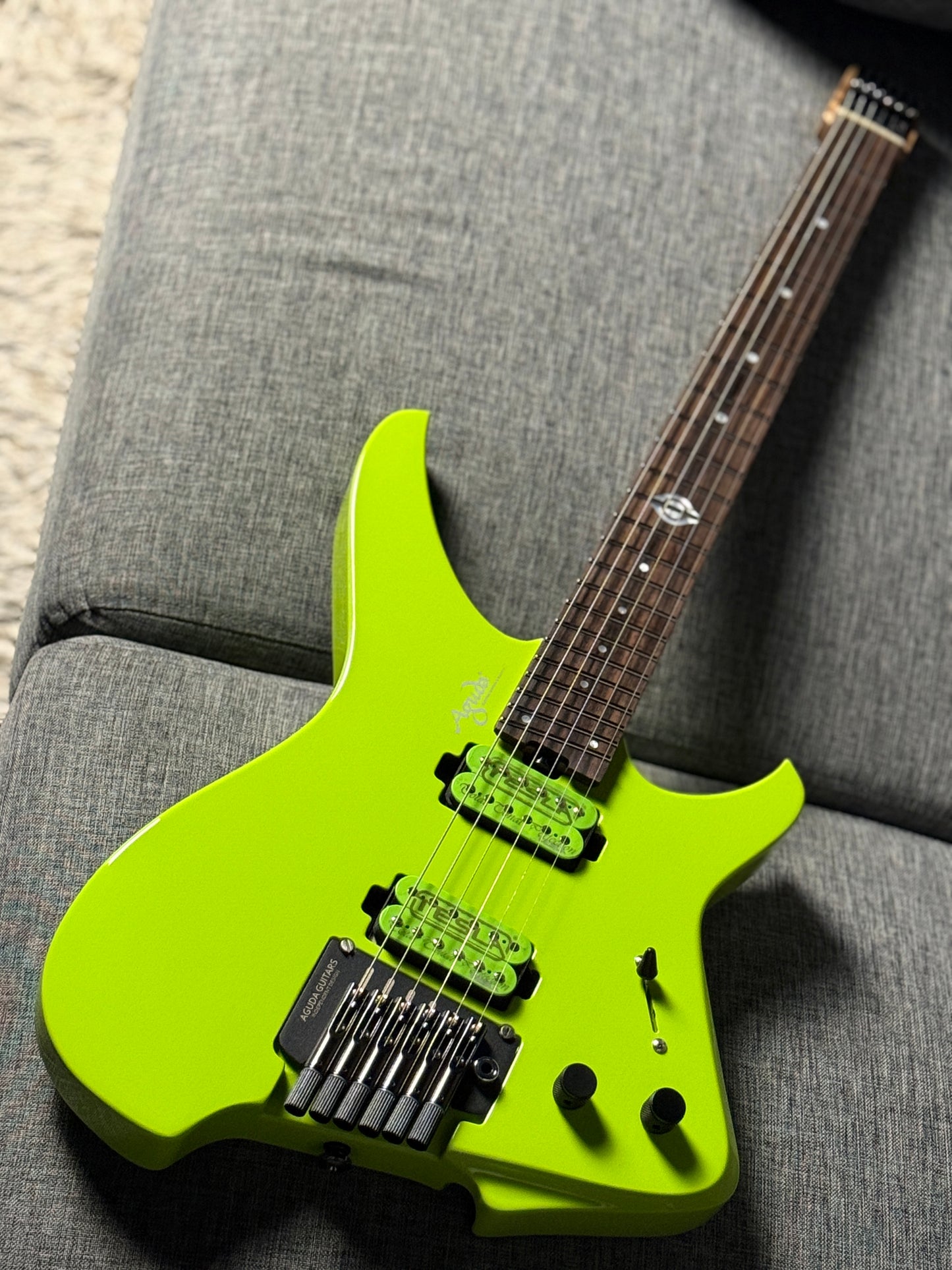 Aguda Black Hole in Neon Yellow with Flame Maple Neck Nafiri Special Run