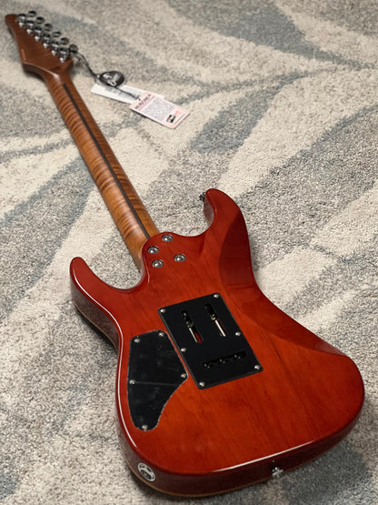 Soloking MS-1 Custom 24 HSS FMN with Roasted Flame Maple Neck in Beach Sunset Surf Fade JESCAR