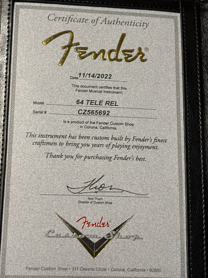 Fender Custom Shop '64 Telecaster Relic in Natural Blonde CZ565692 2022