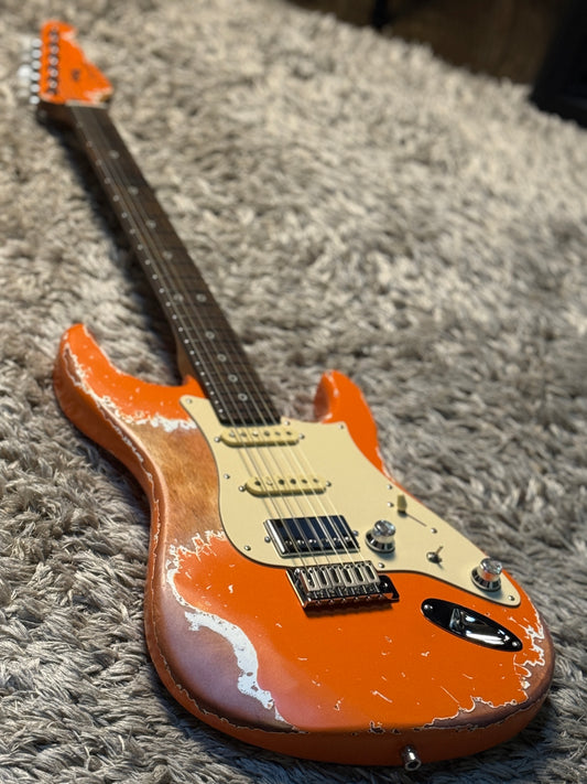 Dhatarattha Performance DST HSS in Capri Orange with RW FB and Nitrocellulose Lacquer Relic