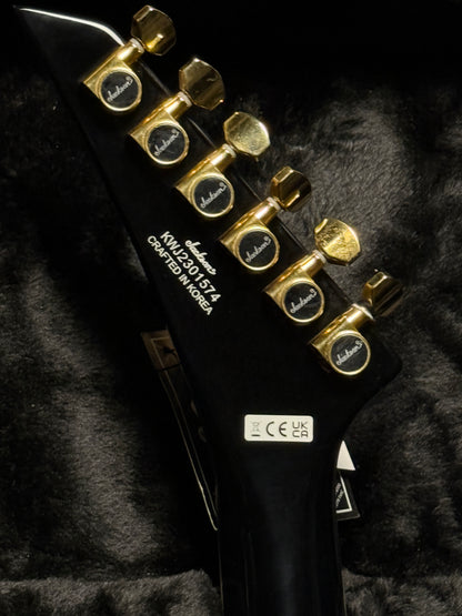 Jackson Concept Series Rhoads FR H Ebony FB with Black with White Pinstripes