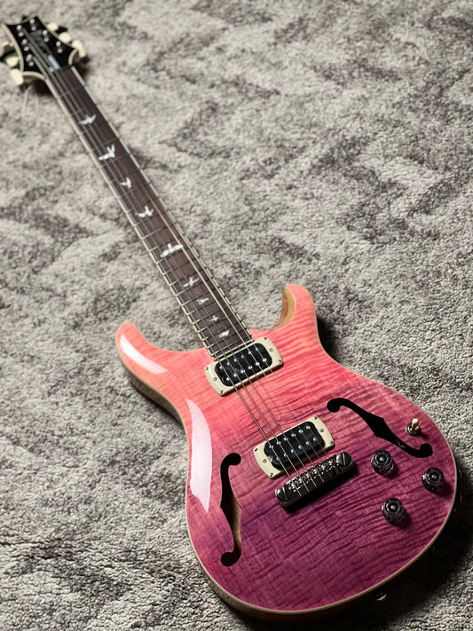PRS SE Ed Sheeran Flat Back Hollowbody I Baritone Piezo in Pink Ombre