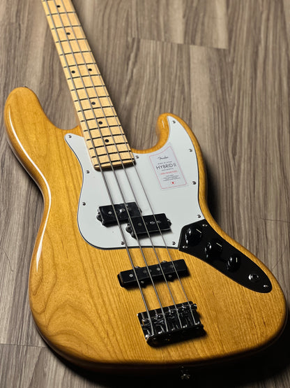 Fender Japan Hybrid II Jazz Bass PJ with Maple FB in Vintage Natural JD24005024