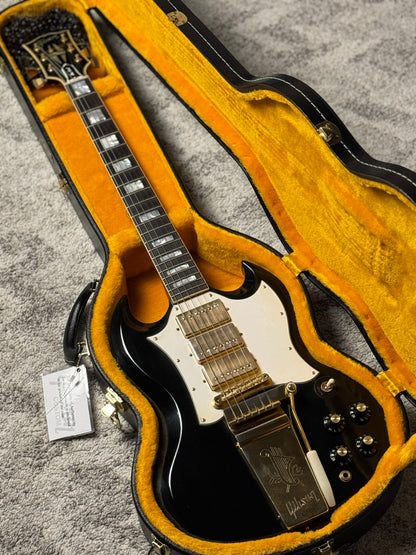 Gibson Custom Shop SG Custom 3-Pickup with Long Maestro Vibrola VOS in Ebony with case 000711