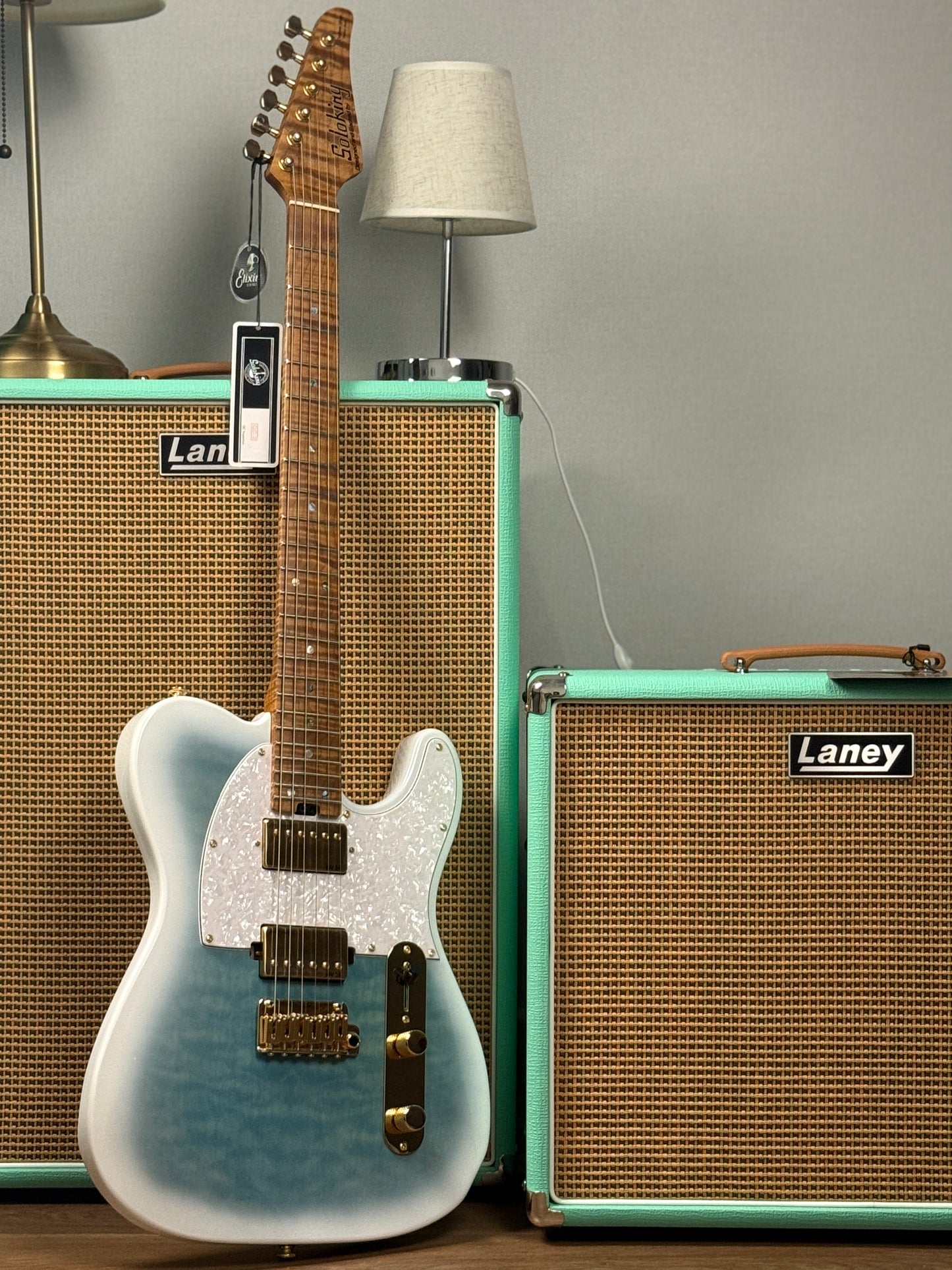 Soloking MT-1 Custom 24 FMN Elite with Flame Neck in Larimar Nafiri Special Run