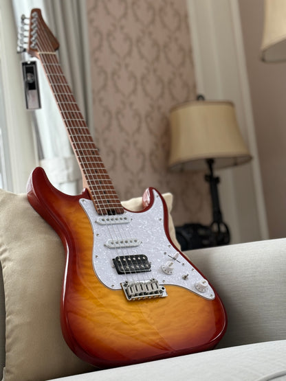 Soloking MS-1 Classic MKII in Aged Honeyburst with Roasted Maple FB and 5A Quilt Top