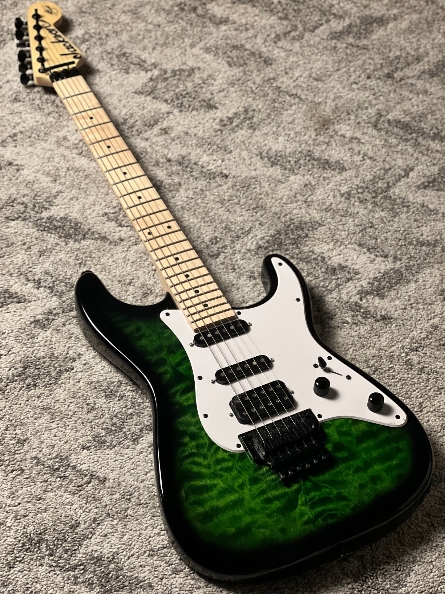 Jackson Adrian Smith SDXQ with Maple FB in Transparent Green Burst