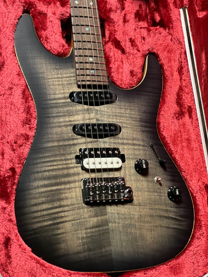 Ibanez TQM2-CUF Tom Quayle Signature  in Charcol Black Burst Flat with Case F2429226