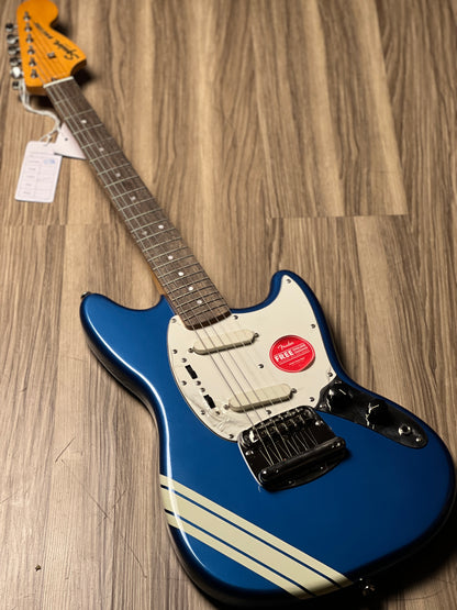 Squier FSR Classic Vibe 60s Competition Mustang Guitar w/ Olympic White Stripes in Lake Placid Blue