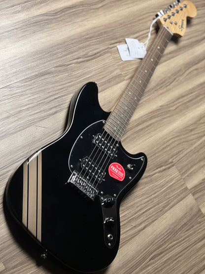 Squier FSR Bullet Competition HH Mustang With Shoreline Stripes And Laurel FB In Black