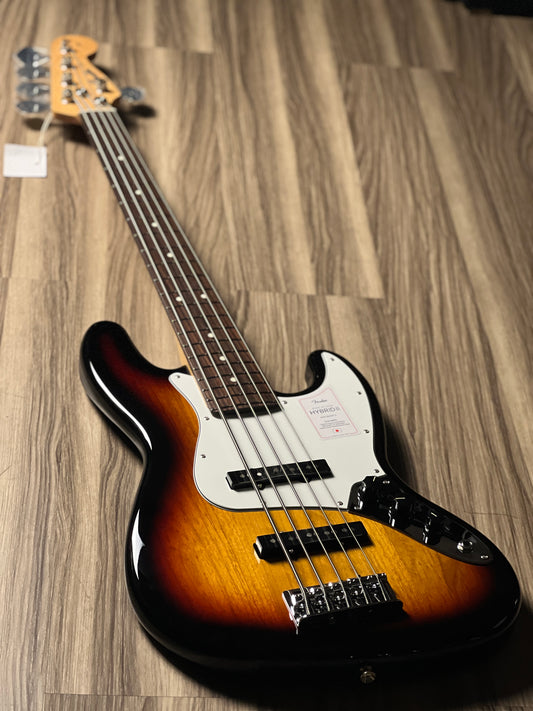 Fender Japan Hybrid II Jazz Bass V Guitar with RW FB in 3-Color Sunburst JD24002016