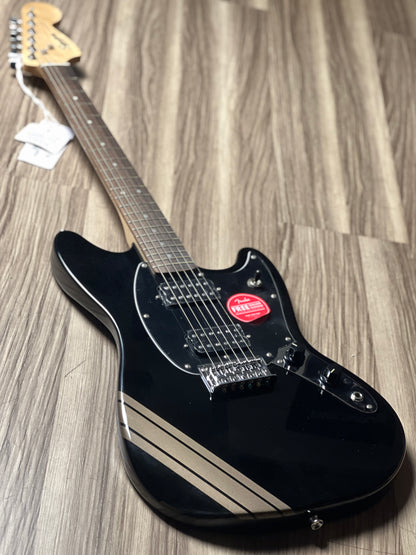 Squier FSR Bullet Competition HH Mustang With Shoreline Stripes And Laurel FB In Black