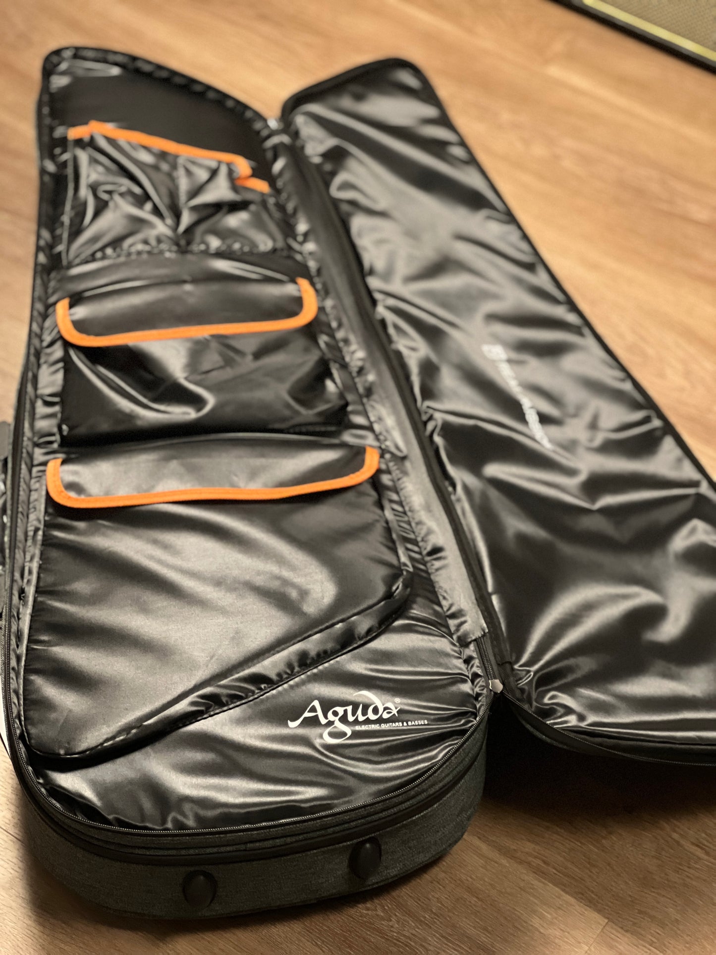 Aguda Musicboy with Premium Glossy Roasted Flame Maple Neck in in Seafoam Green 1