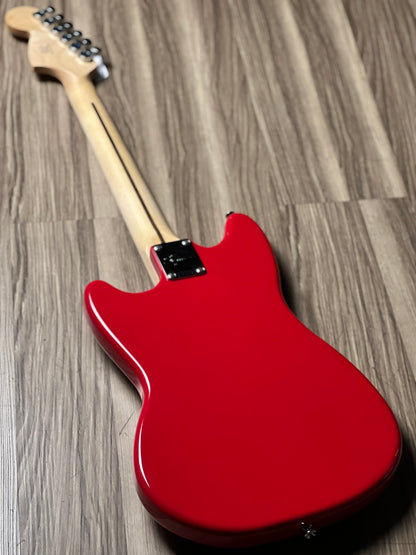 Squier Sonic Mustang with White Pickguard and Maple FB in Torino Red