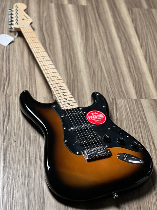 Squier FSR Sonic Stratocaster HSS with Black Pickguard and Maple FB in 2-Color Sunburst