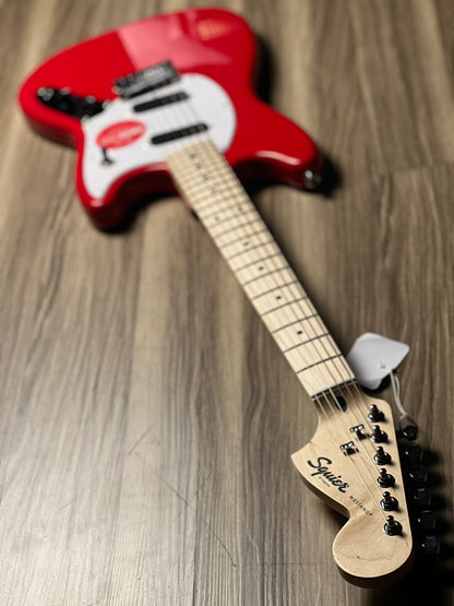 Squier Sonic Mustang with White Pickguard and Maple FB in Torino Red