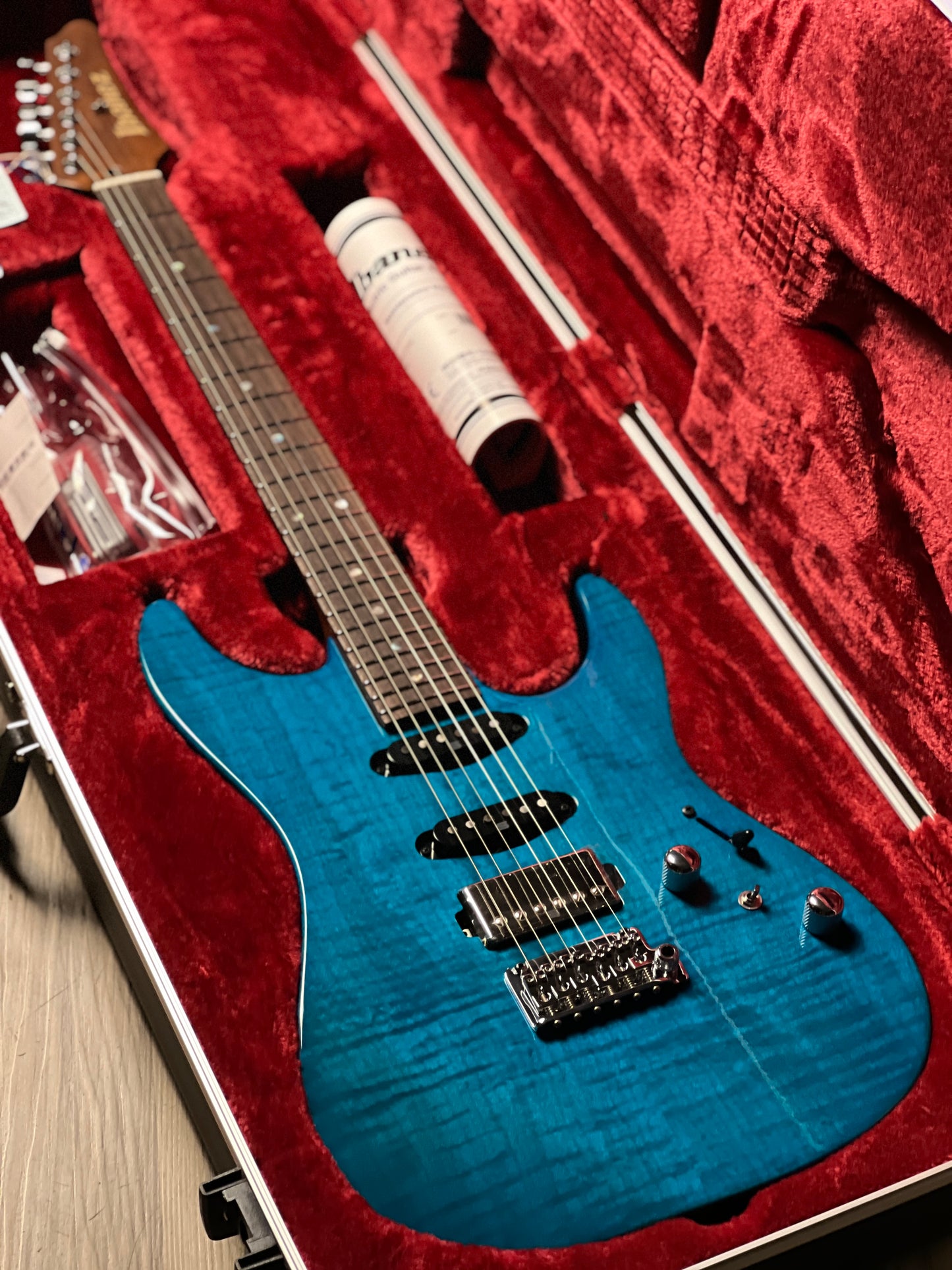 Ibanez MMN1-TAB Martin Miller Signature w/Case in Transparent Aqua Blue F2413876