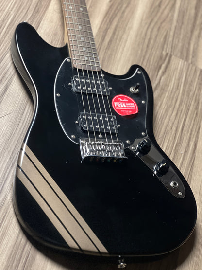 Squier FSR Bullet Competition HH Mustang With Shoreline Stripes And Laurel FB In Black