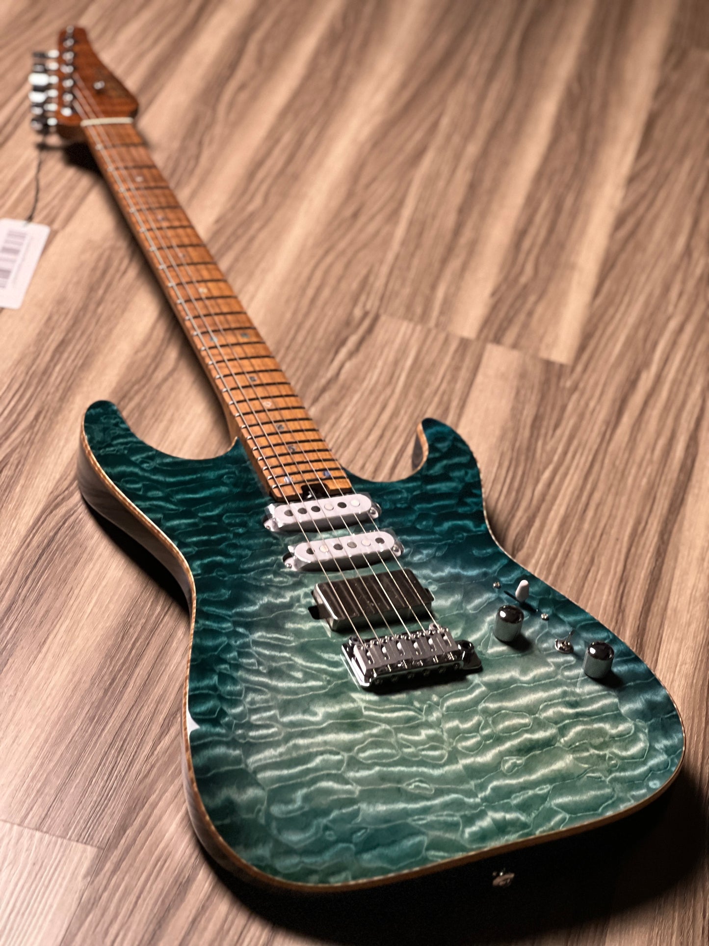 Soloking MS-1 Custom 24 HSS Quilt FMN in Turquoise Wakesurf JESCAR