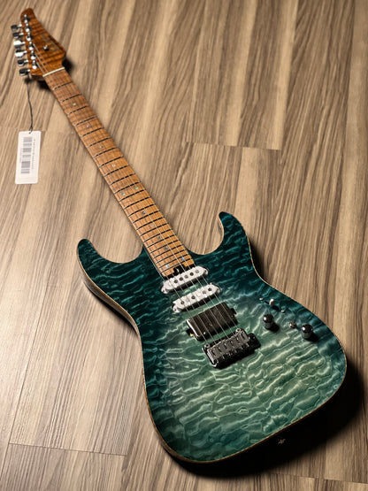 Soloking MS-1 Custom 24 HSS Quilt FMN in Turquoise Wakesurf JESCAR