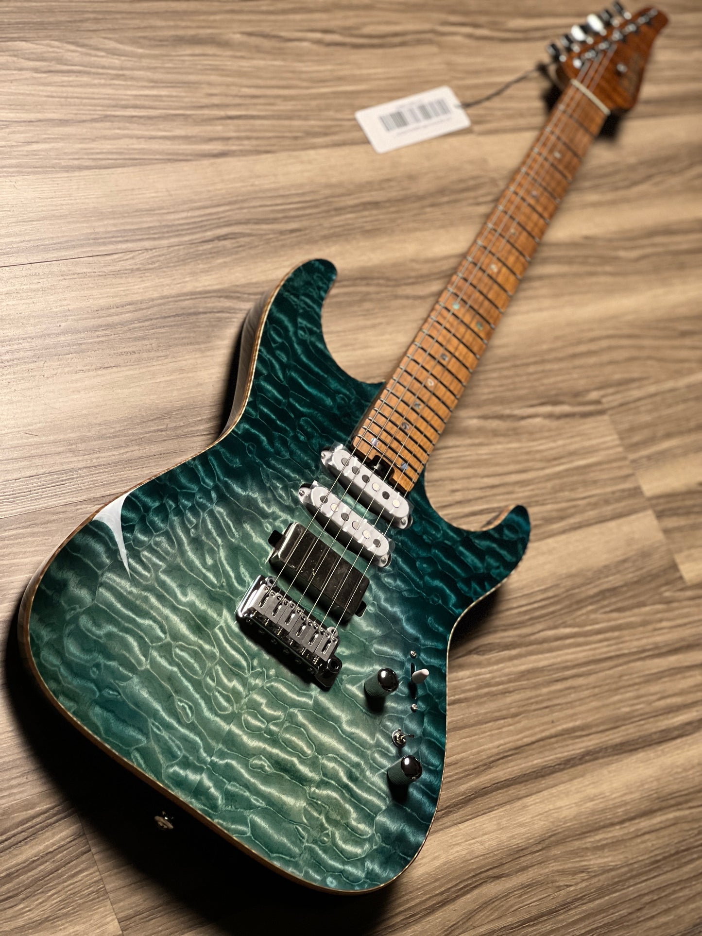 Soloking MS-1 Custom 24 HSS Quilt FMN in Turquoise Wakesurf JESCAR