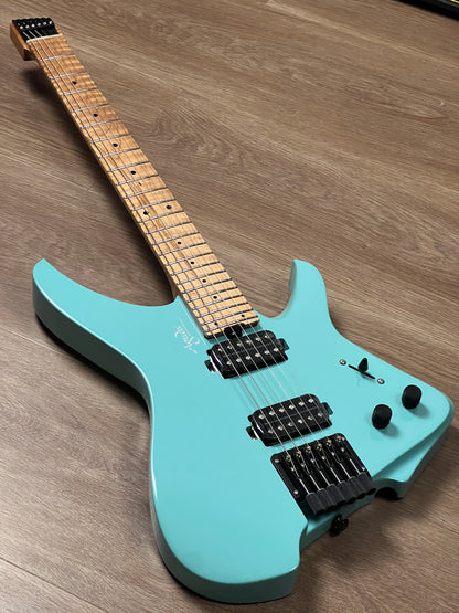 Aguda Musicboy with Premium Glossy Roasted Flame Maple Neck in in Seafoam Green 1