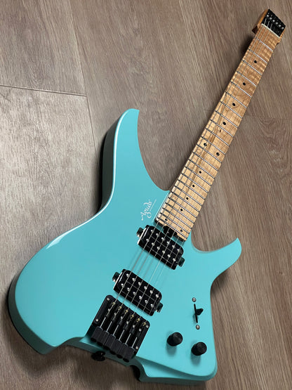 Aguda Musicboy with Premium Glossy Roasted Flame Maple Neck in in Seafoam Green 1