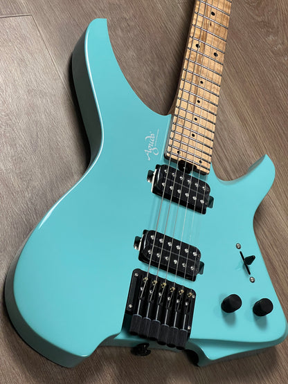 Aguda Musicboy with Premium Glossy Roasted Flame Maple Neck in in Seafoam Green 1