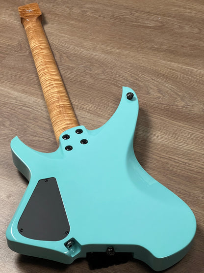 Aguda Musicboy with Premium Glossy Roasted Flame Maple Neck in in Seafoam Green 1