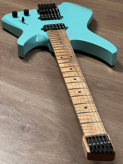 Aguda Musicboy with Premium Glossy Roasted Flame Maple Neck in in Seafoam Green 1