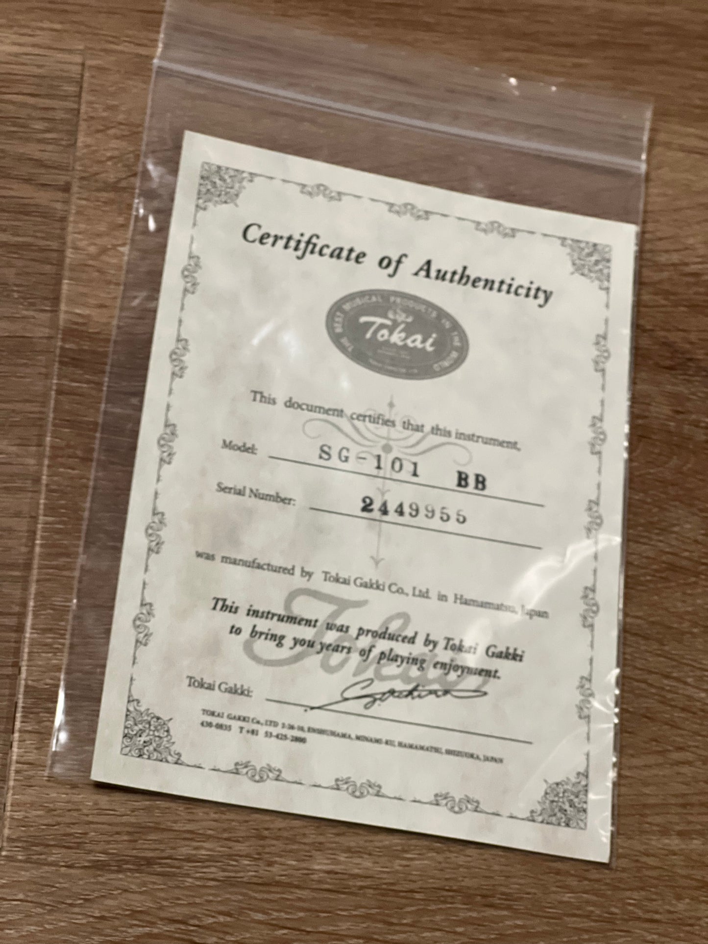 Tokai Japan SG-101 BB in Black 2449955