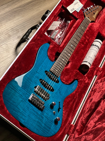 Ibanez MMN1-TAB Martin Miller Signature w/Case in Transparent Aqua Blue F2413876