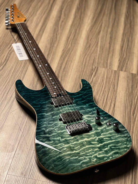 Soloking MS-1 Custom 24 HH Quilt with Rosewood FB in Turquoise Wakesurf JESCAR