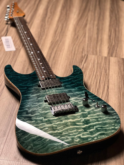 Soloking MS-1 Custom 24 HH Quilt with Rosewood FB in Turquoise Wakesurf JESCAR