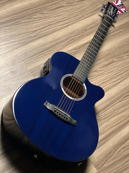 Tanglewood DBT SFCE TB G Super Folk Cutaway in Thru Blue Gloss Finish