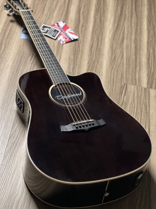 Tanglewood TW5 E BS Winterleaf Super Folk in Black Shadow Gloss