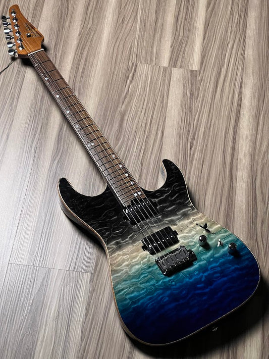 Soloking MS-1 Custom 24 HH Quilt with Rosewood FB in Ocean Storm Double Wipeout JESCAR