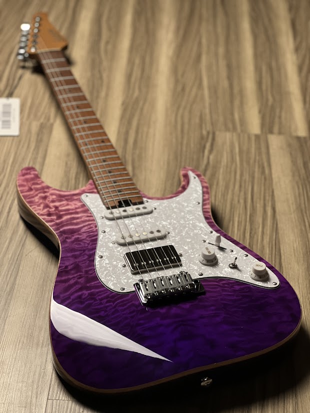 Soloking MS-1 Classic MKII Flat Top in Deep Purple Surf with 5A Quilt Top Nafiri Special Run