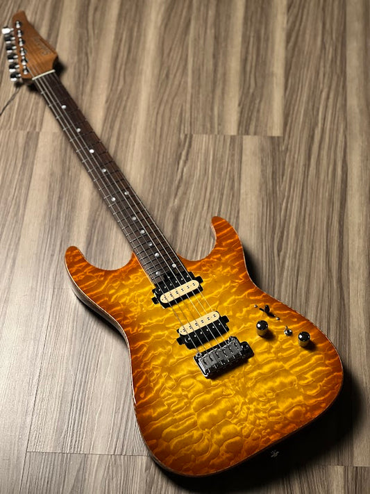 Soloking MS-1 Custom 24 HH Quilt with Rosewood FB in Honeyburst Nafiri Special Run
