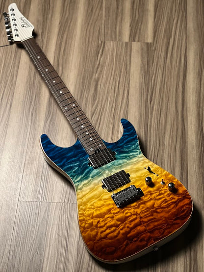 Soloking MS-1 Custom 24 HH Quilt with Rosewood FB in Beach Sunset Surf Fade JESCAR