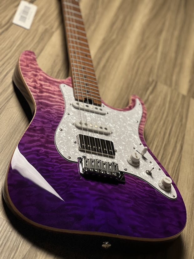 Soloking MS-1 Classic MKII Flat Top in Deep Purple Surf with 5A Quilt Top Nafiri Special Run