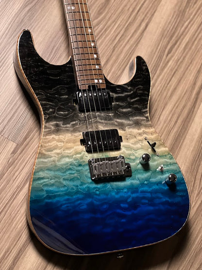 Soloking MS-1 Custom 24 HH Quilt with Rosewood FB in Ocean Storm Double Wipeout JESCAR