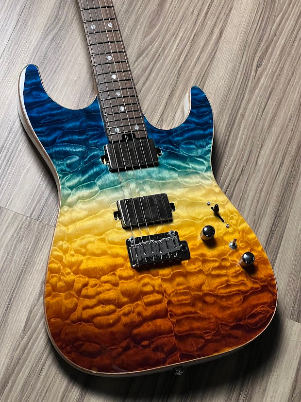 Soloking MS-1 Custom 24 HH Quilt with Rosewood FB in Beach Sunset Surf Fade JESCAR