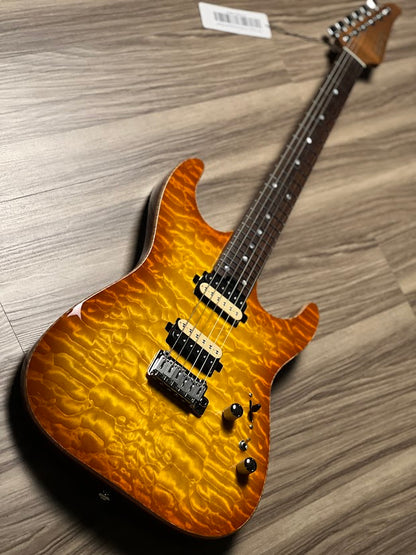 Soloking MS-1 Custom 24 HH Quilt Flat Top with Rosewood FB in Honeyburst Nafiri Special Run