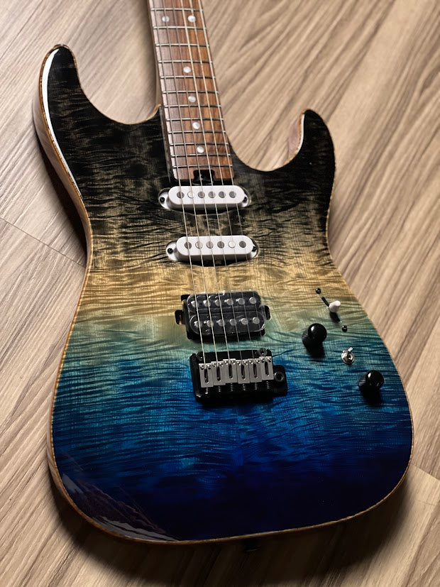 Soloking MS-1 Custom 22 HSS with Rosewood FB in Ocean Storm Double Wipeout JESCAR